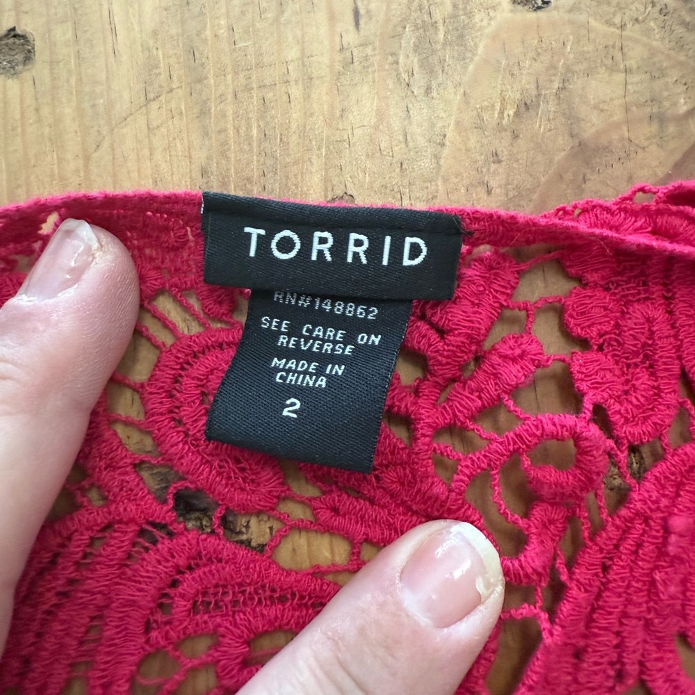 Torrid Size 2 Red Crochet Top - Picture 4 of 5